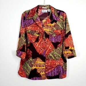 JOANNA ABSTRACT PRINT BUTTON FRONT BLOUSE